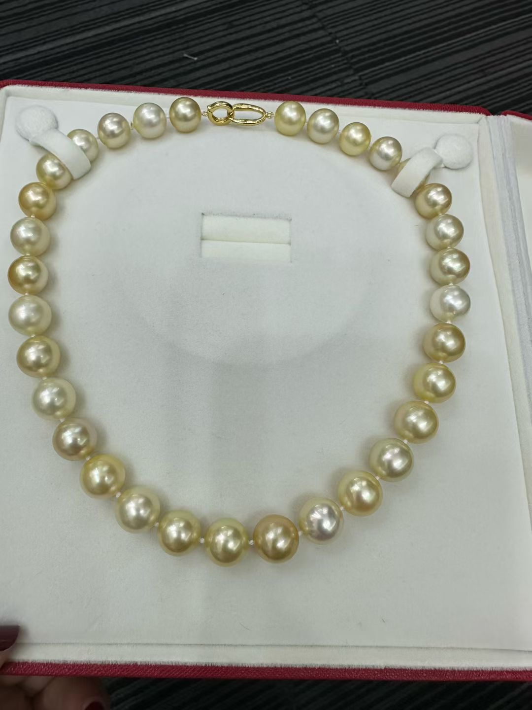 纯天然海水温柔系干枯天然海水金珠白金混海水珍珠项链19-12.5Mm