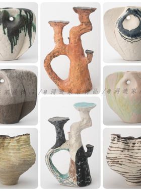 侘寂风复古陶瓷花瓶花器软装样板间客厅玄关书房艺术个性装饰摆件