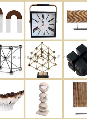 北欧简约金属大理石摆件现代样板间家居客厅电视柜玄关装饰品摆设