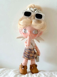 嘎子姐娃衣zsiga一二代1/8分人偶高领白t黄格纹半裙辣妹小套装