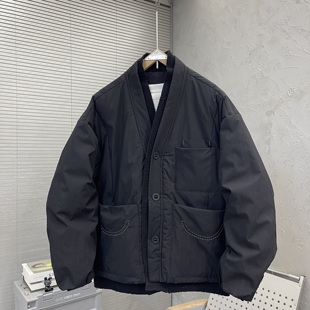 系扣羽绒服痞帅拼接针织领90白鸭绒保暖夹克 潮牌男士 2025冬季 新款