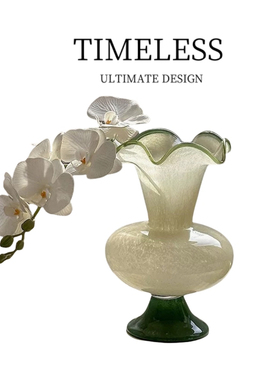 LIFE·中古侘寂风绿色芬顿玻璃花瓶家居玻璃拼色风灯花瓶插花器