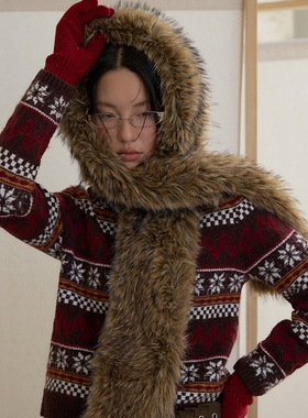 UNITY MODE 圣诞氛围感绵羊毛费尔岛立领毛衣女冬打底衫251396