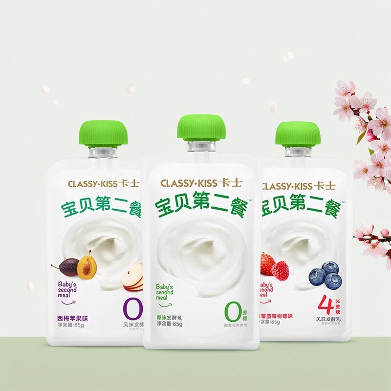卡士酸奶草莓蓝莓树莓味85g*12袋装西梅苹果味儿童低温酸奶