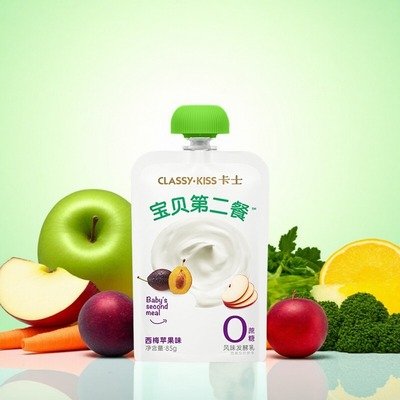 卡士宝贝第二餐酸奶原味85g*8袋西梅苹果味儿童低温酸奶