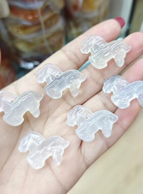 天然玉髓小马吊坠俏色太阳花挂架金鱼玉佩祥云锁玉坠男女款生肖马