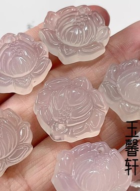 天然白玛瑙莲花吊坠冰透玉髓