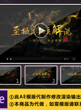 游戏栏目解说视频片头 AE模版图片文字修改替换 套用编辑代做制作