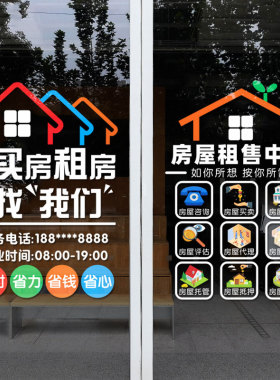 房产中介租售租赁房屋玻璃门贴纸