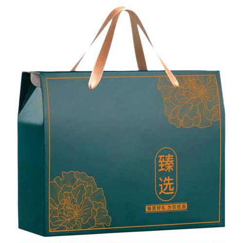 特产包装盒通用手提礼盒农产绿豆粉皮高山茶油货坚果菌菇菜绿色箱