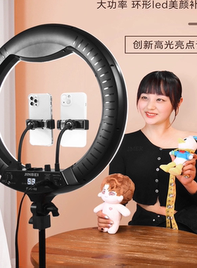 金贝LR480II环形补光灯led手机直播带货支架柔光面光灯主播美颜灯