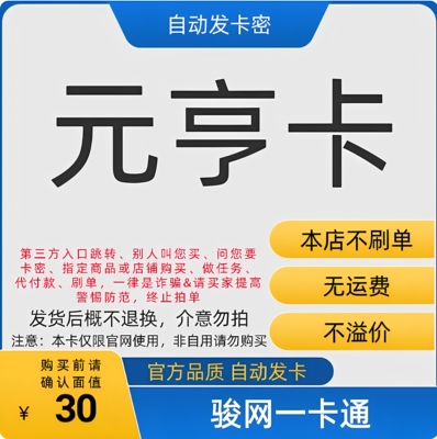 元亨卡30元卡密 元亨卡30 元亨卡30元电子卡密 官方卡密 自动发卡