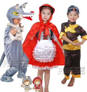 儿童小红帽和大灰狼表演服猎人老奶奶外婆服装小兔子舞蹈演出服装
