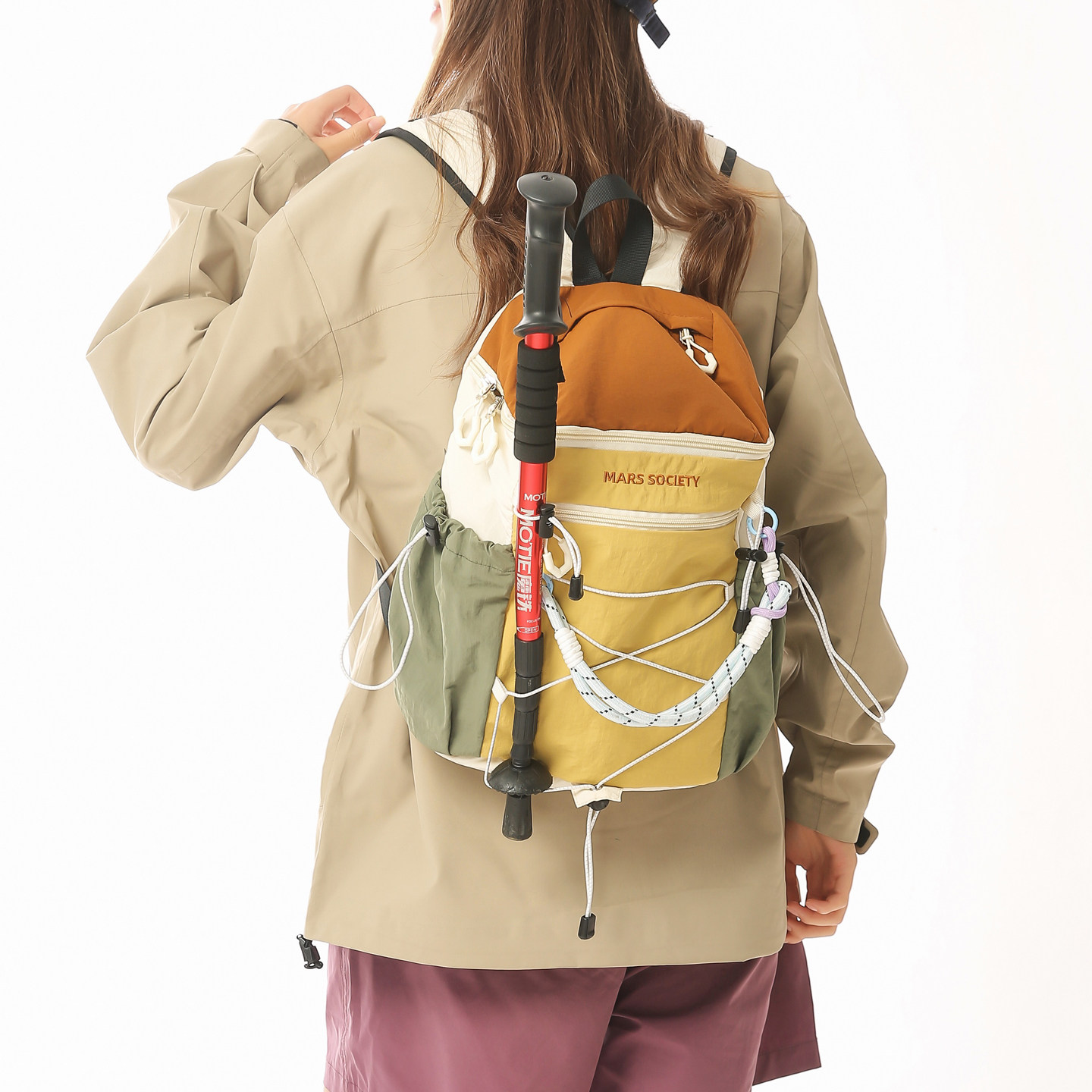 户外机能撞色双肩包男女单肩两用大容量轻便登山包旅行大小号背包