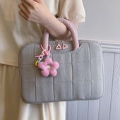 2025新款 包包女简约纯色平板手拎包女生15寸通勤13寸笔记本电脑包