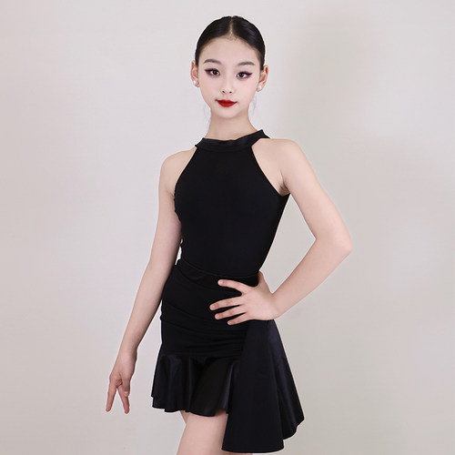 2026新款拉丁舞服女童黑色练功服日常超好看表演出服夏季专业舞蹈