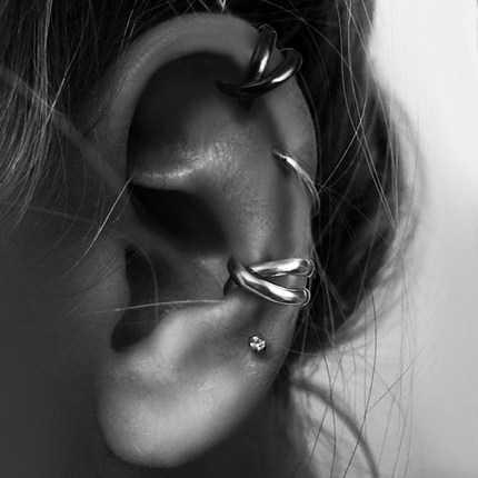 YUKI潮人925纯银耳夹潮男女无耳洞耳骨夹简约百搭银饰INS气质小众