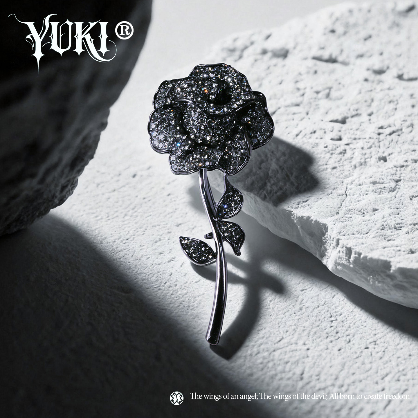 YUKI气质玫瑰花胸针男女士水钻高级感时尚别针小众设计情人礼物