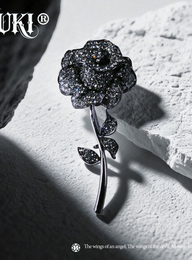 YUKI气质玫瑰花胸针男女士水钻高级感时尚别针小众设计情人礼物