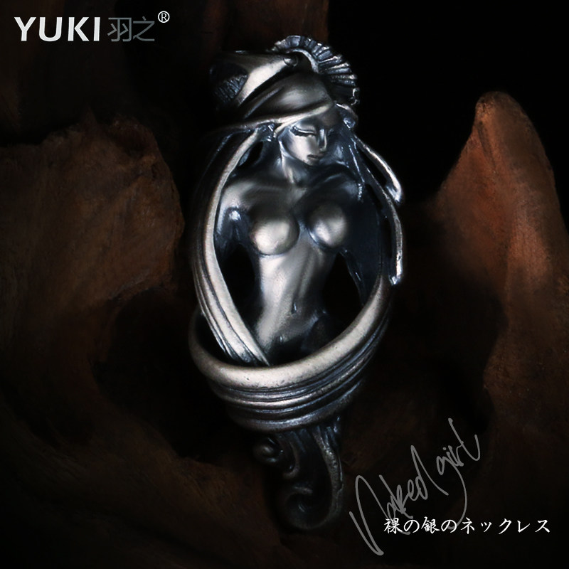 YUKI男士925纯银项链复古裸女银吊坠潮人气质女INS银链子情人礼物