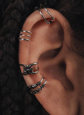 YUKI男女925纯银耳夹情侣饰品无耳洞耳饰耳骨夹INS气质复古潮配饰