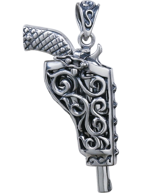 YUKI霸气银饰品左轮男吊坠