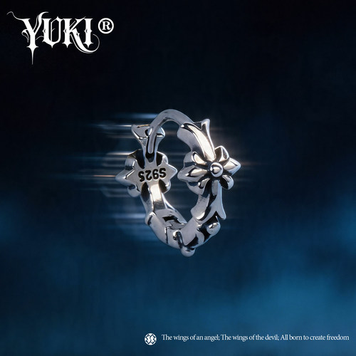 YUKI925纯银十字花耳环小众设计