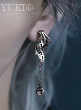YUKI男士925纯银耳钉紫梦游龙银饰国潮经典INS小众设计复古女配饰