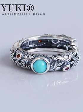 YUKI纯银耳环男女情侣饕餮银饰银耳扣复古国潮INS小众设计师耳饰