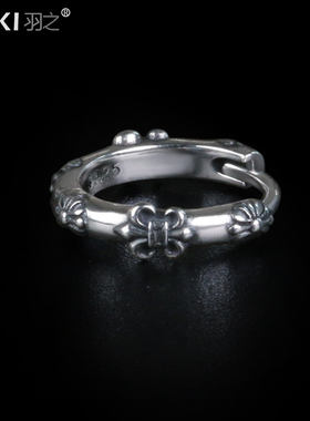 YUKI男士925纯银耳环鸢尾花复古银饰男女INS小众设计师饰品潮耳钉