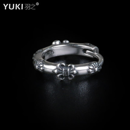 YUKI男士925纯银耳环鸢尾花复古银饰男女INS小众设计师饰品潮耳钉