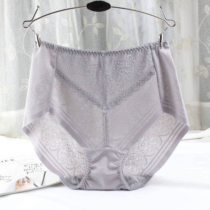 提花薄款中高腰微收腹不勒腿内裤