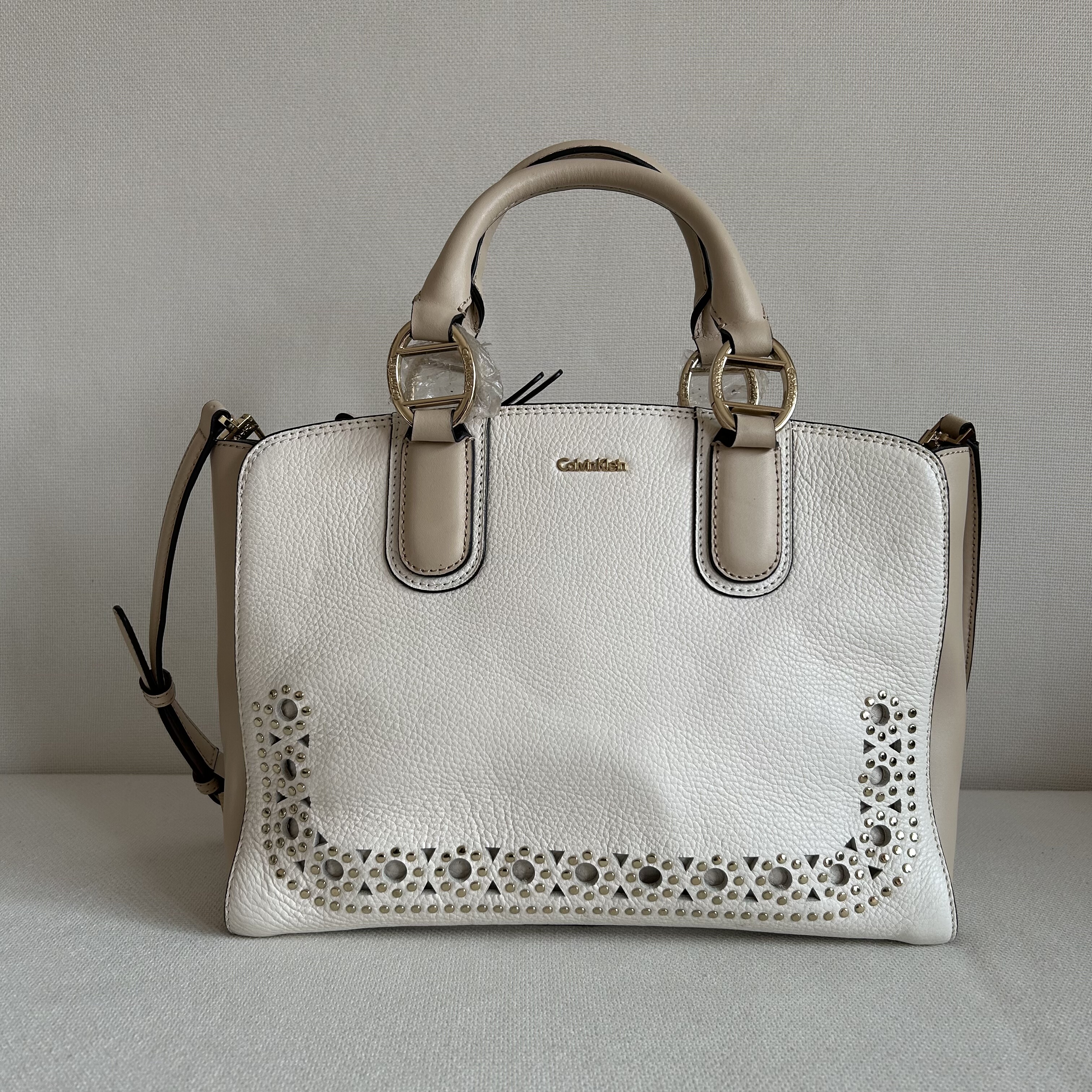 纯原 头层牛皮手拎斜挎两用白色通勤女包 福利特卖 孤品