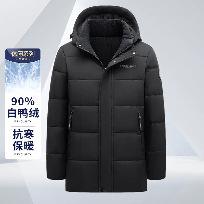 白鸭绒男羽绒服2025冬季新款爸爸款加厚保暖中老年人冬装爷爷外套