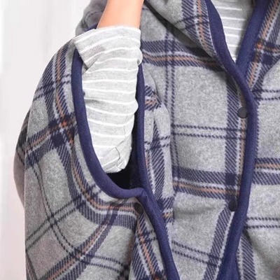 加厚披肩毛毯带扣办公室午睡毯多功能保暖披风秋冬午休盖腿小毯子