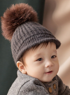 韩国秋冬季婴幼儿鸭舌帽毛线帽子