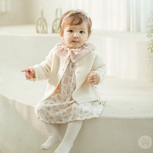 Y787韩国进口女宝宝连衣裙公主裙 婴幼儿发带 百天周岁宴春秋童装