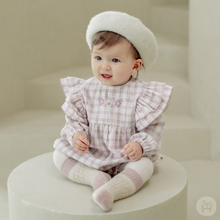 Y863韩国进口女宝宝连身哈衣全棉爬服公主礼服婴幼儿百天周岁童装