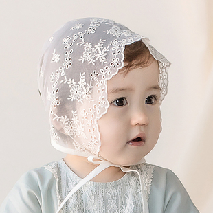 M578韩国进口夏季 婴幼儿童礼服公主宫廷帽子 女宝宝蕾丝花边胎帽