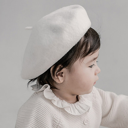 M799韩国进口婴幼儿童英伦时尚贝雷帽春秋冬季男女宝宝套头呢帽子