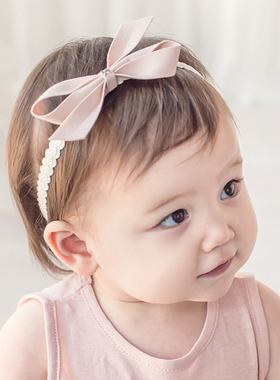 F302韩国进口女宝宝蝴蝶结发带公主头花婴幼儿童百天周岁摄影配饰