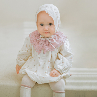 Y854韩国进口春秋女宝宝连身哈衣爬服婴幼儿百天周岁公主礼服童装