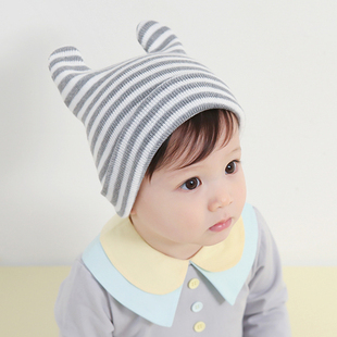 M402韩国进口春秋婴幼儿童针织套头帽 超萌男女宝宝全棉包头帽子
