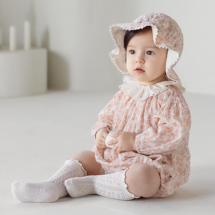 Y777韩国进口春夏季女宝宝连身哈衣爬服公主百天周岁宴婴幼儿童装