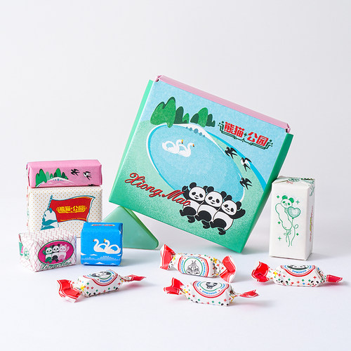 白日几何熊猫公园木头印章素材包