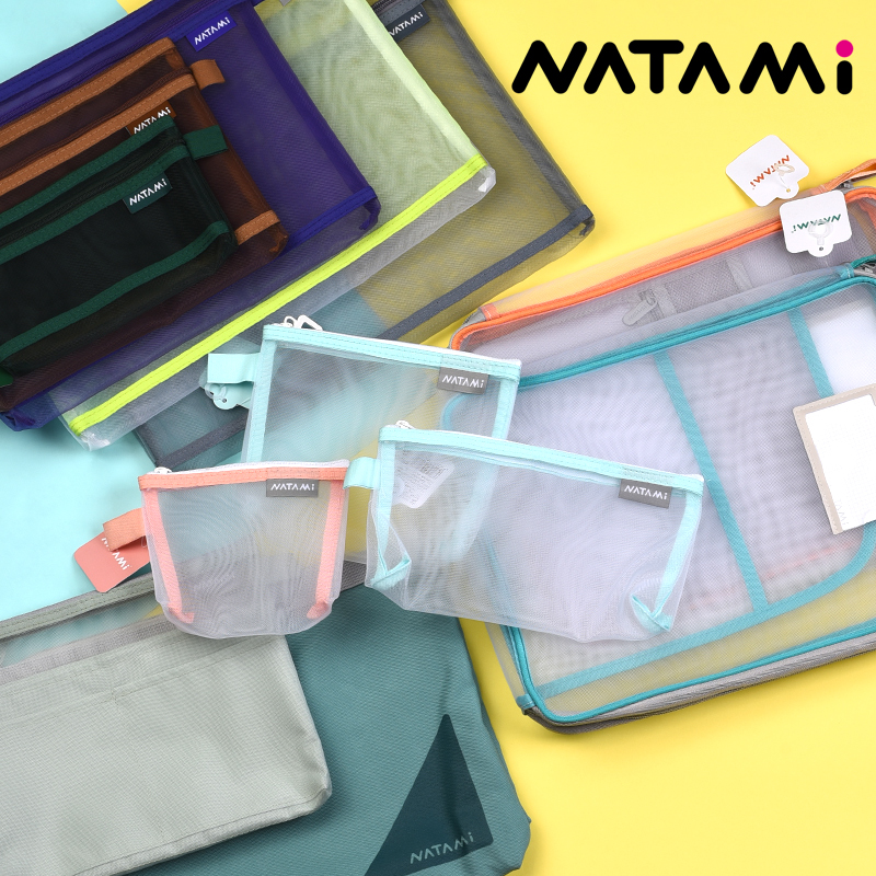 日本NATAMI奈多美半透明网纱文件收纳袋大容量A4/B5学生办