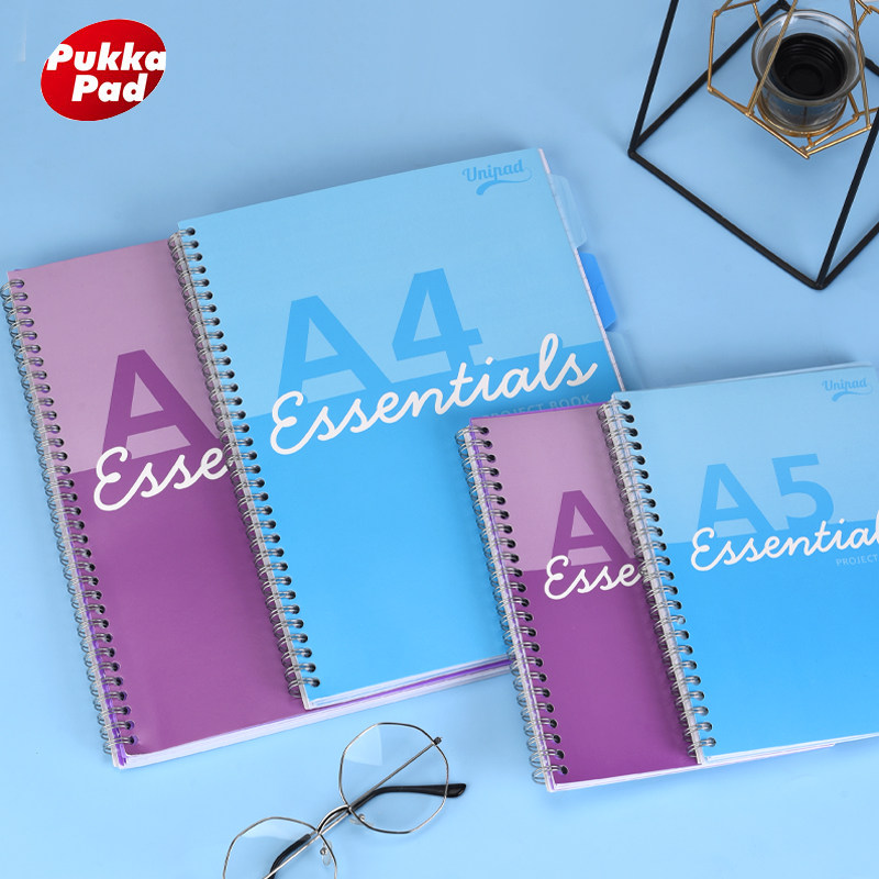 英国PukkaPad普卡金属螺旋线圈A5笔记本简约A4加厚学生易撕横线本
