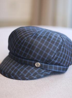 新款CA家章若楠同款报童帽黑色帽子百搭英伦复古格子鸭舌帽男女款