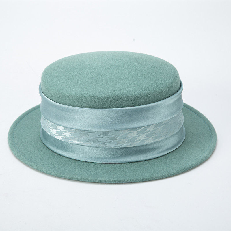 礼帽礼帽羊毛呢英伦平檐秋冬