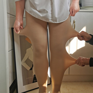 胖妹妹光腿神器女大码 袜加绒水光袜 200斤秋冬裸感不掉档肤色连裤